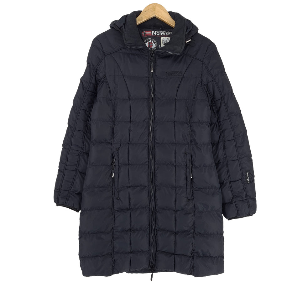 Geographical Norway Long Mantel schwarz wasserabweisend mit Kapuze Damen Größe M