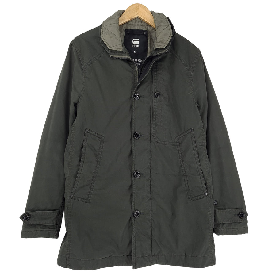 G-Star Vintage Homme Trench manteau vert Longline Overcoat Mac Raincoat classique taille M
