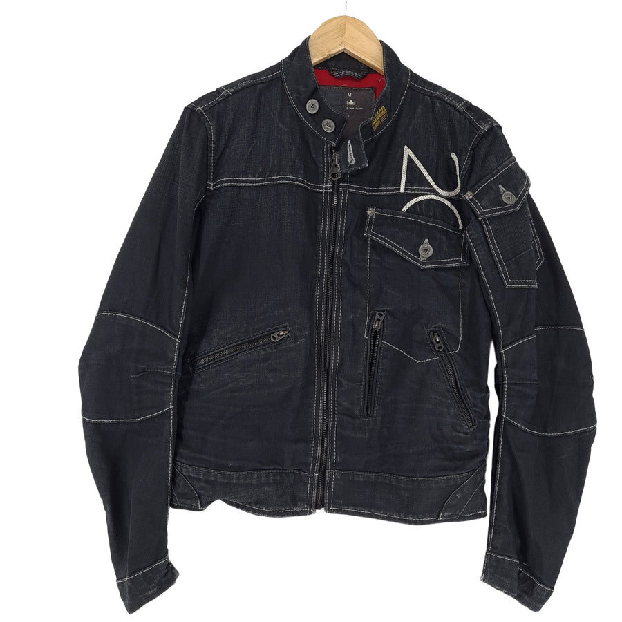 G-Star Vintage Homme Biker veste coton noir coupe slim Cropped Moto Rider taille M