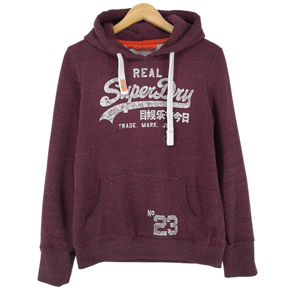 Superdry Pullover Hoodie Burgundy Cotton Hooded Sweatshirt Men Size M, front view, image 1 of 8