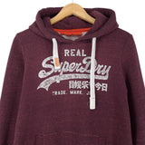 Superdry Pullover Hoodie Burgundy Cotton Hooded Sweatshirt Men Size M, back view, image 2 of 8