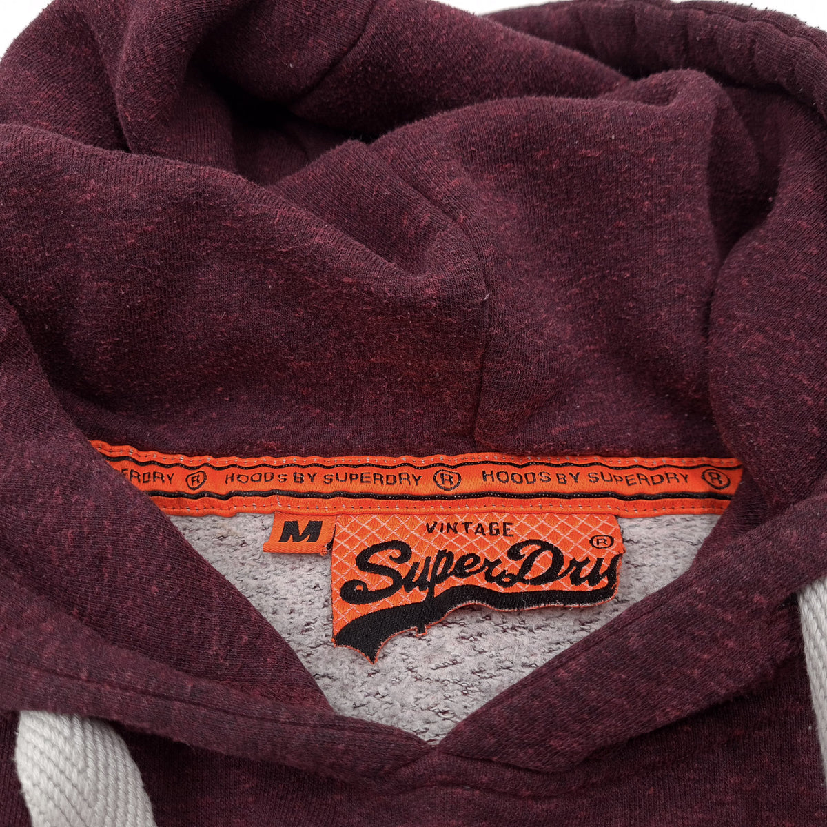 Superdry Pullover Hoodie Burgundy Cotton Hooded Sweatshirt Men Size M, detail view 2, image 4 of 8