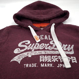 Superdry Pullover Hoodie Burgundy Cotton Hooded Sweatshirt Men Size M, detail view 3, image 5 of 8