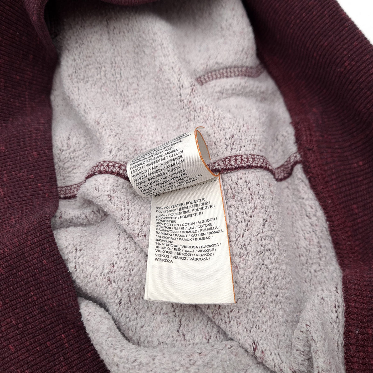 Superdry Pullover Hoodie Burgundy Cotton Hooded Sweatshirt Men Size M, detail view 5, image 7 of 8