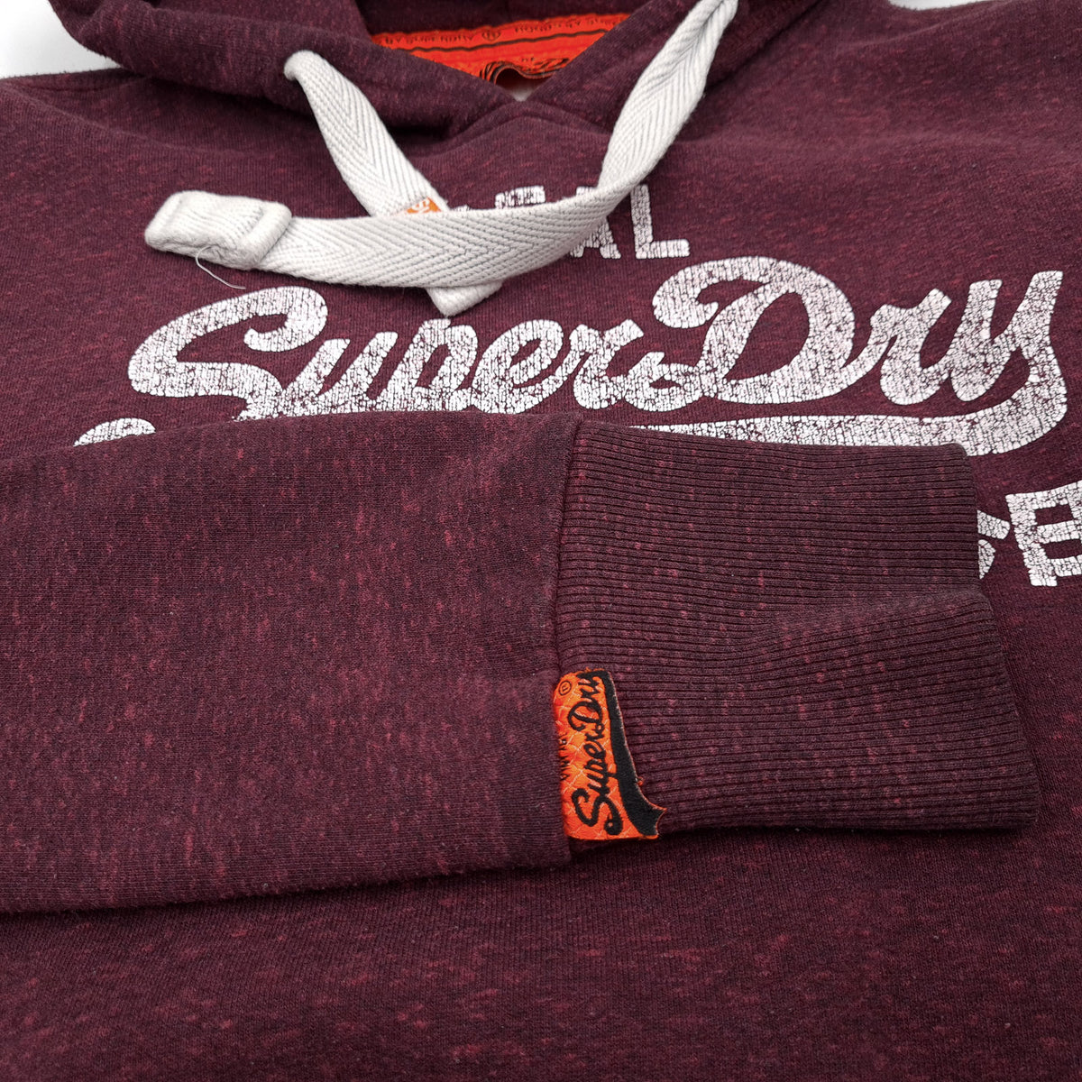 Superdry Pullover Hoodie Burgundy Cotton Hooded Sweatshirt Men Size M, detail view 6, image 8 of 8