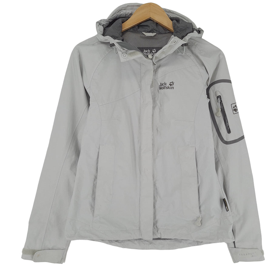 Jack Wolfskin wasserdicht Jacke grau mit Kapuze All Weather Damen Größe XS