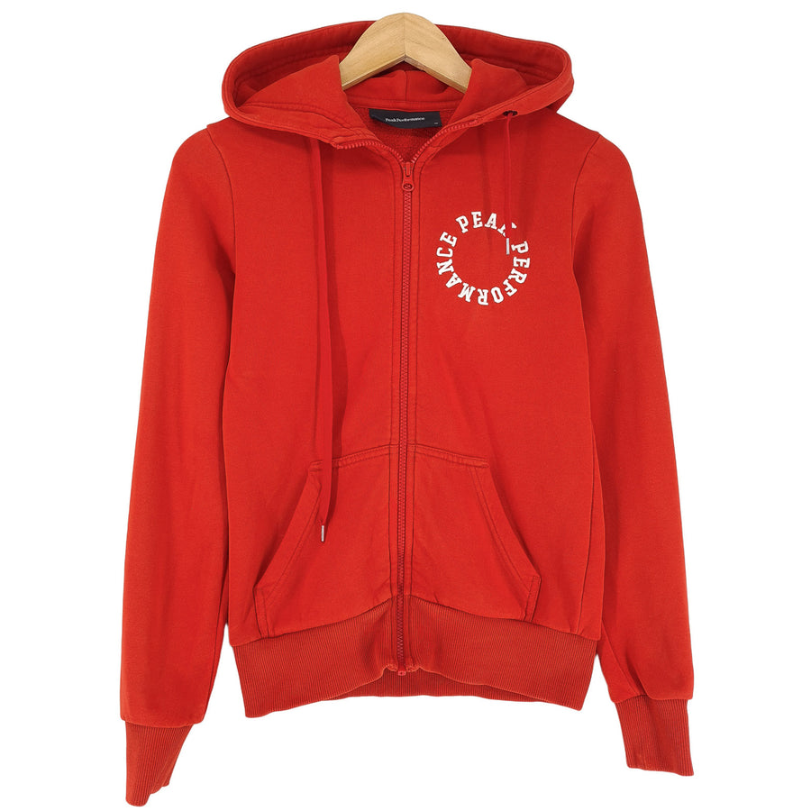 Peak Performance Vintage Femme Zip sweat à capuche coton rouge coupe slim classique taille XS