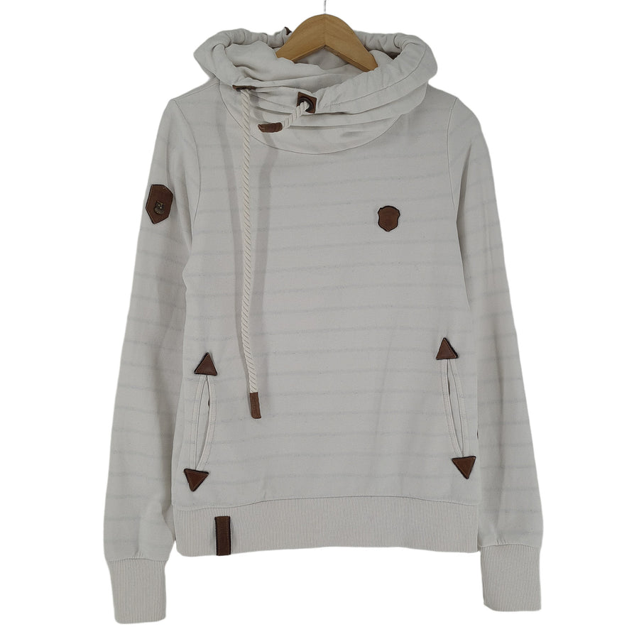 Naketano Pullover sweat à capuche coton blanc rayé classique Femme taille L