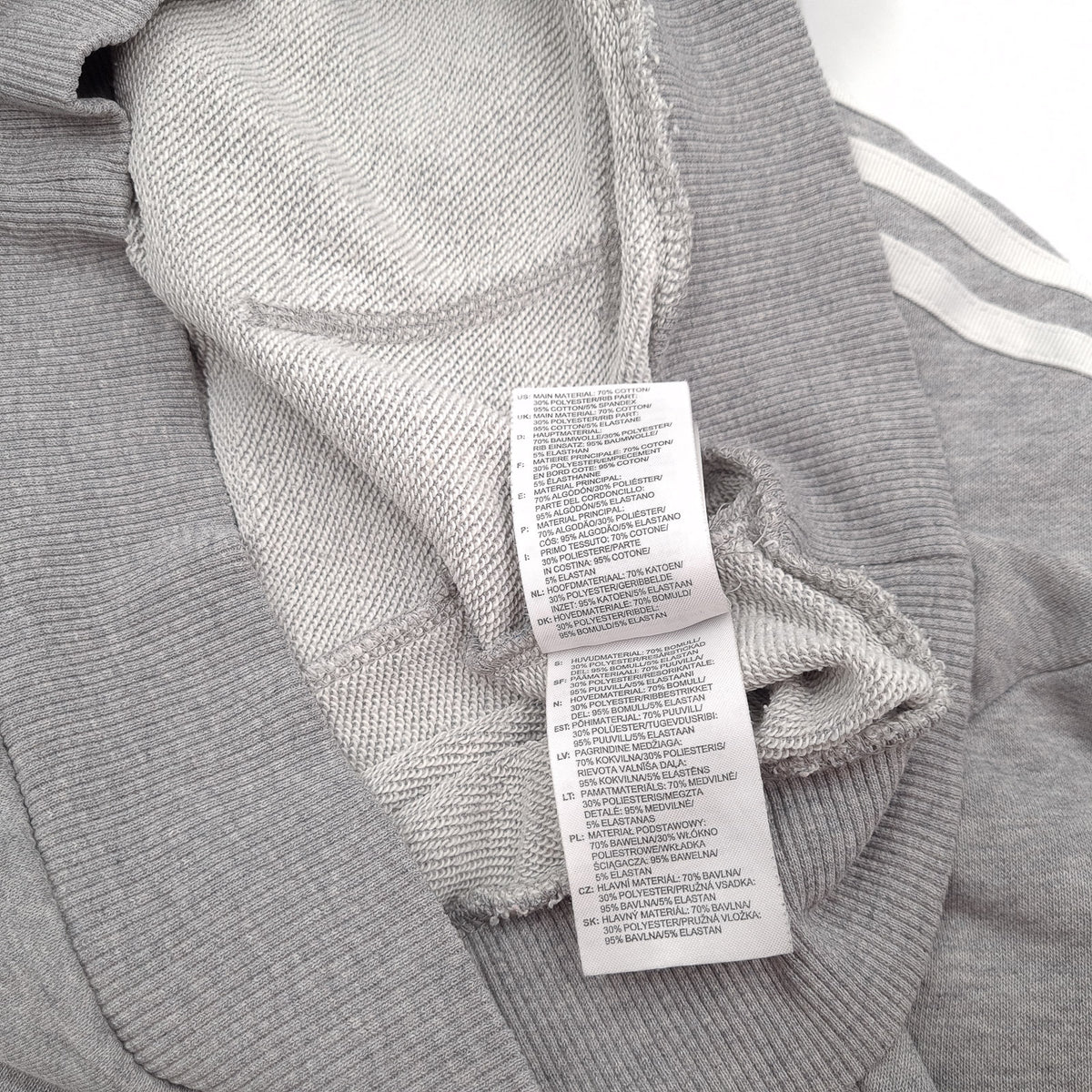 Adidas Vintage Pullover Hoodie Grey Cotton Classic Hooded Sweatshirt Women Size 34, detail view 5, image 7 of 9