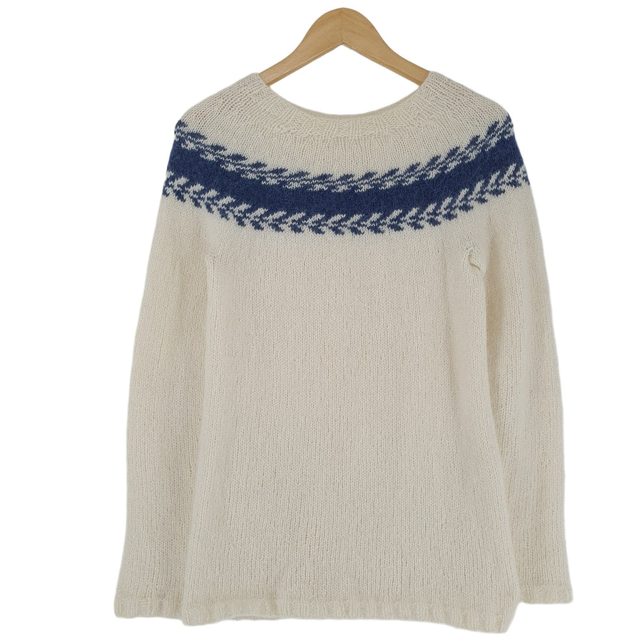 Nordic pull blanc Scandinavian motif Fair Isle Vintage Warm maille Femme taille S