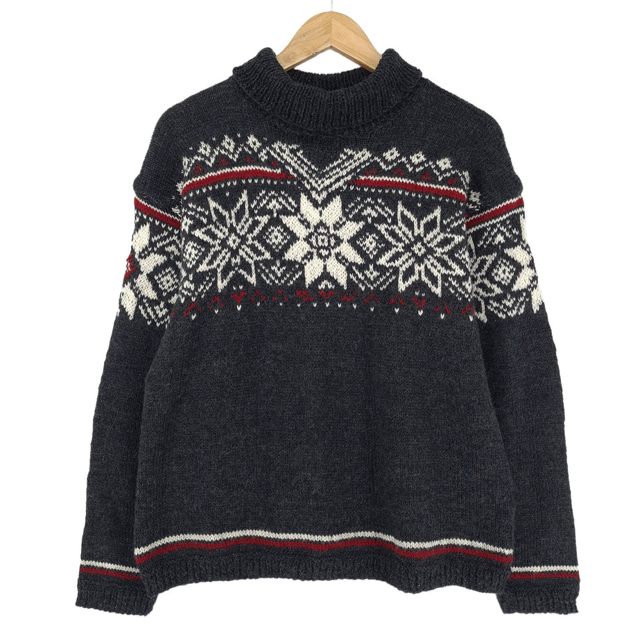 Dale Garn Femme Nordic pull gris Scandinavian motif Fair Isle Vintage taille S