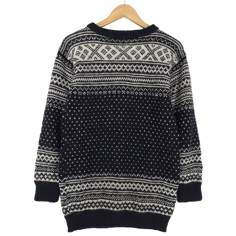 Nordic pull noir Scandinavian motif Fair Isle Vintage Warm maille Femme taille S