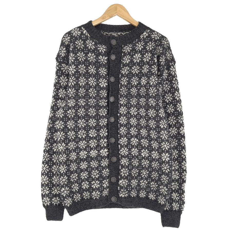 gilet gris Nordic Scandinavian motif Fair Isle Vintage Warm maille Femme taille M