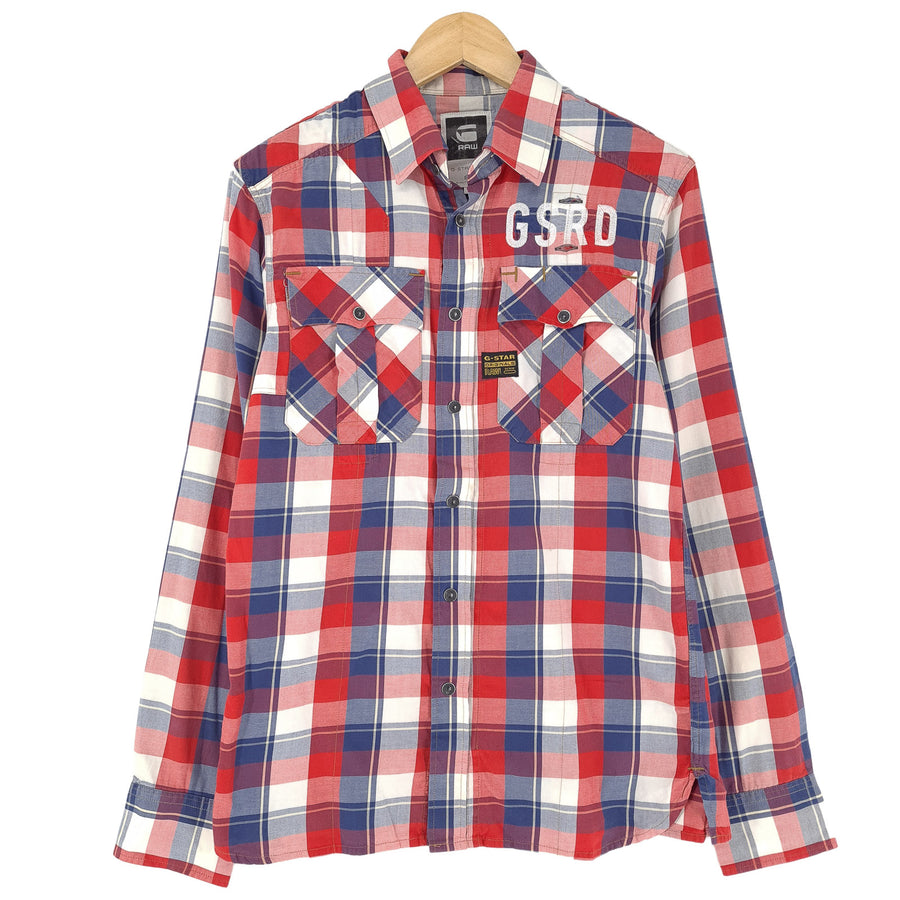 G-Star camicia da uomo in cotone a quadri con bottoni casual quotidiano classico taglia M