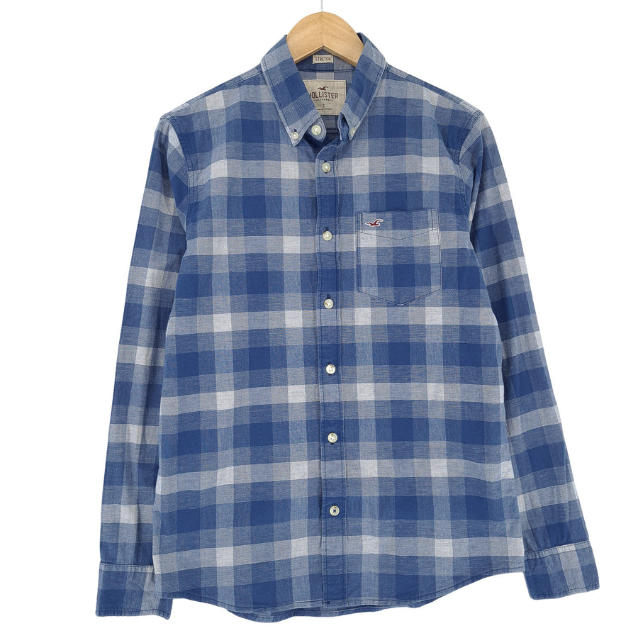 Hollister Vintage męska koszula bawełniana w kratę zapinana na guziki codzienne na co dzień klasyczne rozmiar S