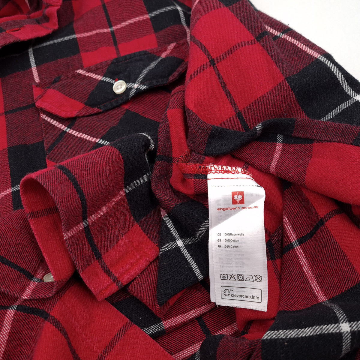 Engelbert Strauss Mens Shirt Plaid Cotton Button Up Casual Everyday Size S, detail view 3, image 5 of 6