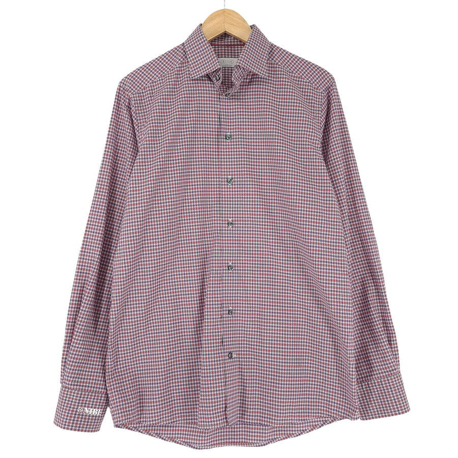Eton Mens Formal Shirt Check Cotton Business Contemporary Size 15.5 39