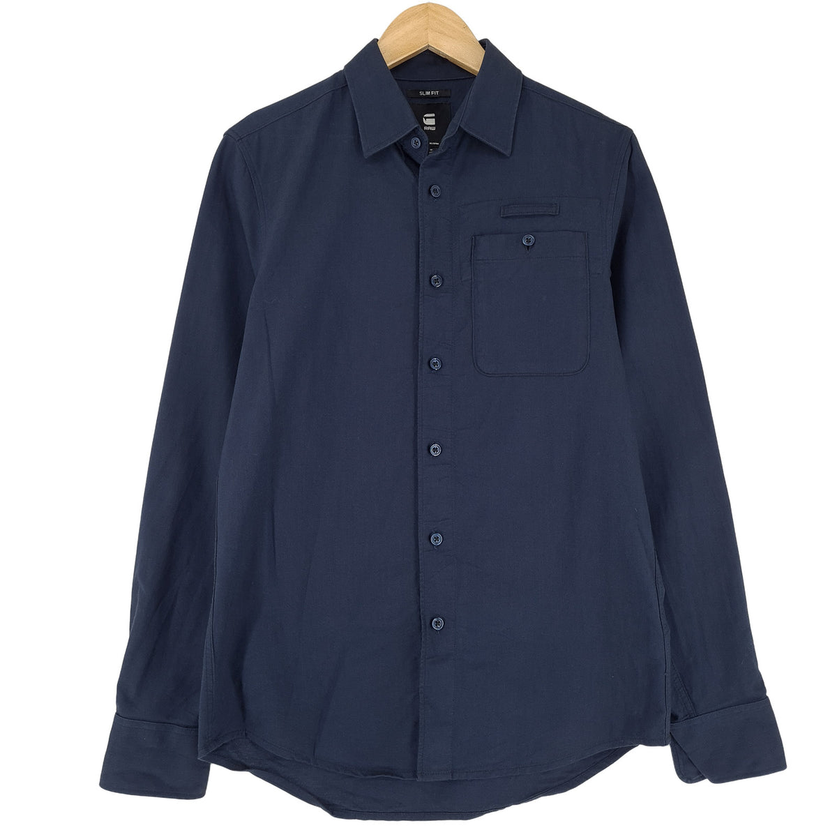 G-Star Mens Shirt Blue Cotton Button Up Slim Fit Casual Everyday Size S, front view, image 1 of 8