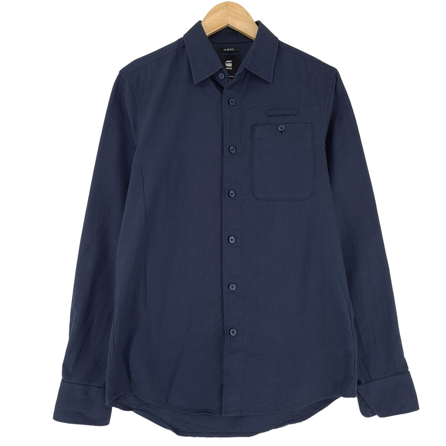 G-Star camicia da uomo cotone blu con bottoni vestibilità slim casual quotidiano taglia S