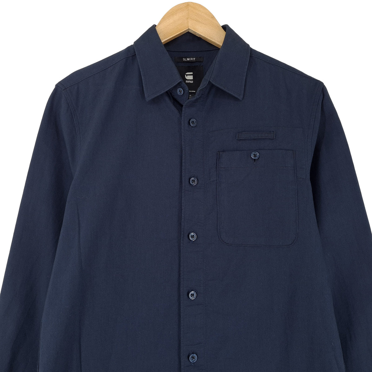 G-Star Mens Shirt Blue Cotton Button Up Slim Fit Casual Everyday Size S, back view, image 2 of 8