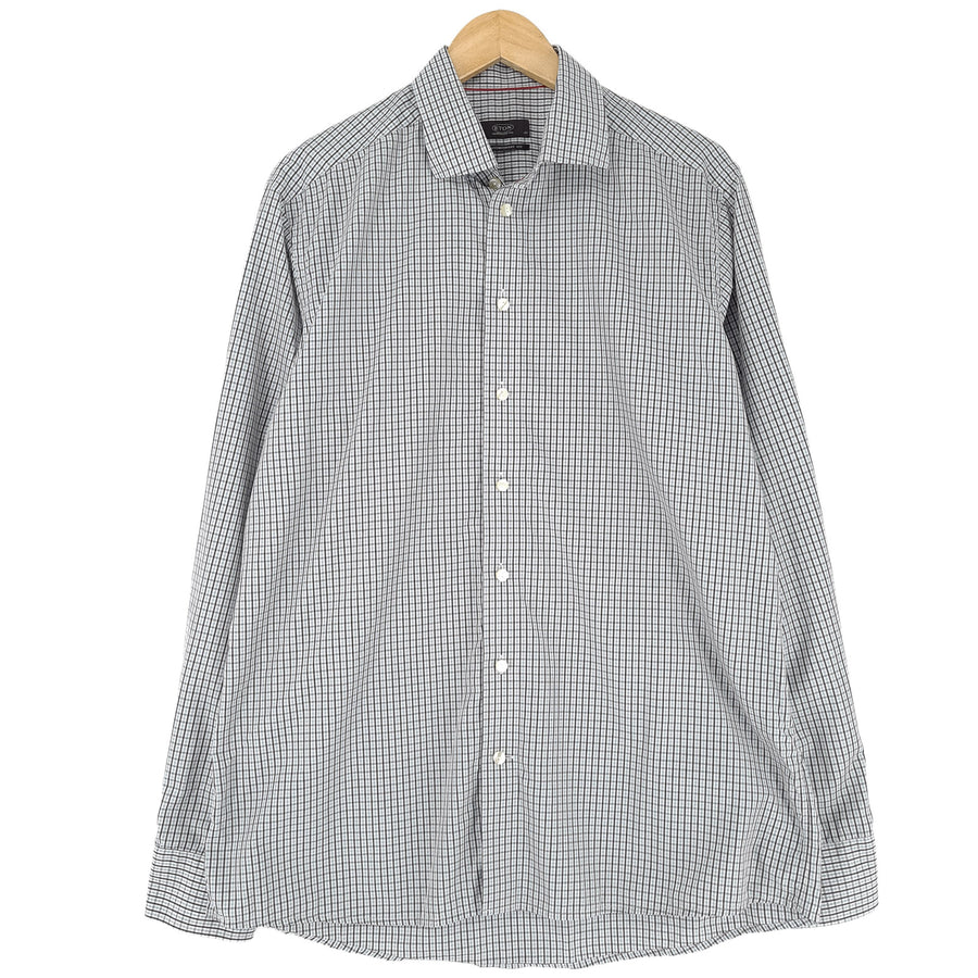 Eton Mens Formal Shirt Check Business Contemporary Button Down Size 17 43
