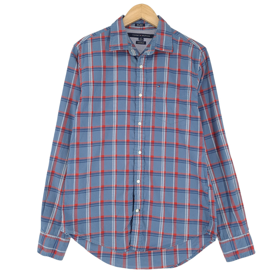 Tommy Hilfiger męska koszula bawełniana w kratę zapinana na guziki dopasowany codzienne rozmiar S