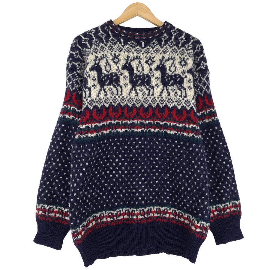 Bouviac Femme Nordic pull Scandinavian motif Fair Isle Vintage taille XL