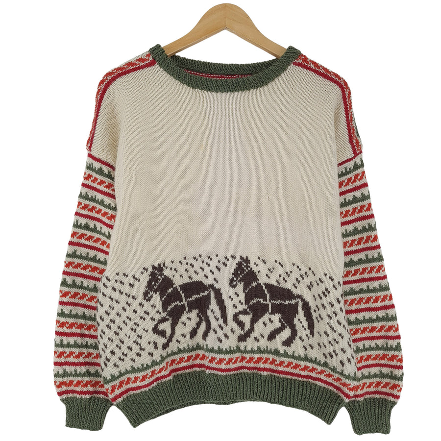 Vintage Nordic Pullover pull motif Fair Isle coupe décontractée maille pull Femme taille XL
