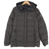 Jack Wolfskin Vintage Puffer Down Jacket Grey Water Resistant Hooded Women Size XS, front view, image 1 of 9