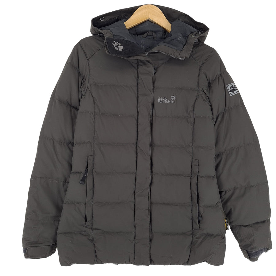 Jack Wolfskin Vintage Puffer Down kurtka szary wodoodporna z kapturem Damskie rozmiar XS