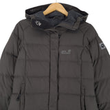 Jack Wolfskin Vintage Puffer Down Jacket Grey Water Resistant Hooded Women Size XS, back view, image 2 of 9