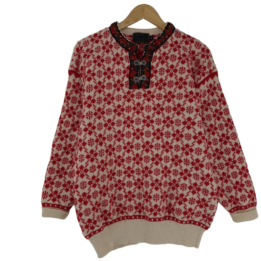 Nordic pull Scandinavian motif Fair Isle Vintage Warm maille Femme taille L