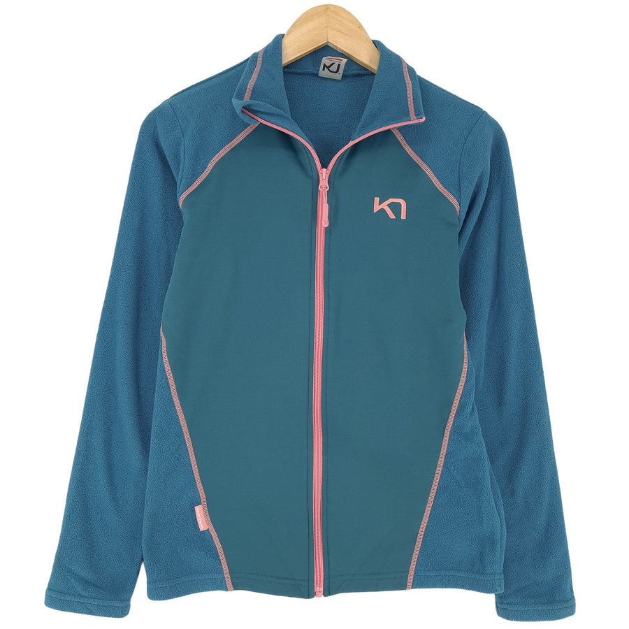 Kari Traa Vintage Fleece Jacke blau Microfleece mit Reißverschluss Outdoor Damen Größe S