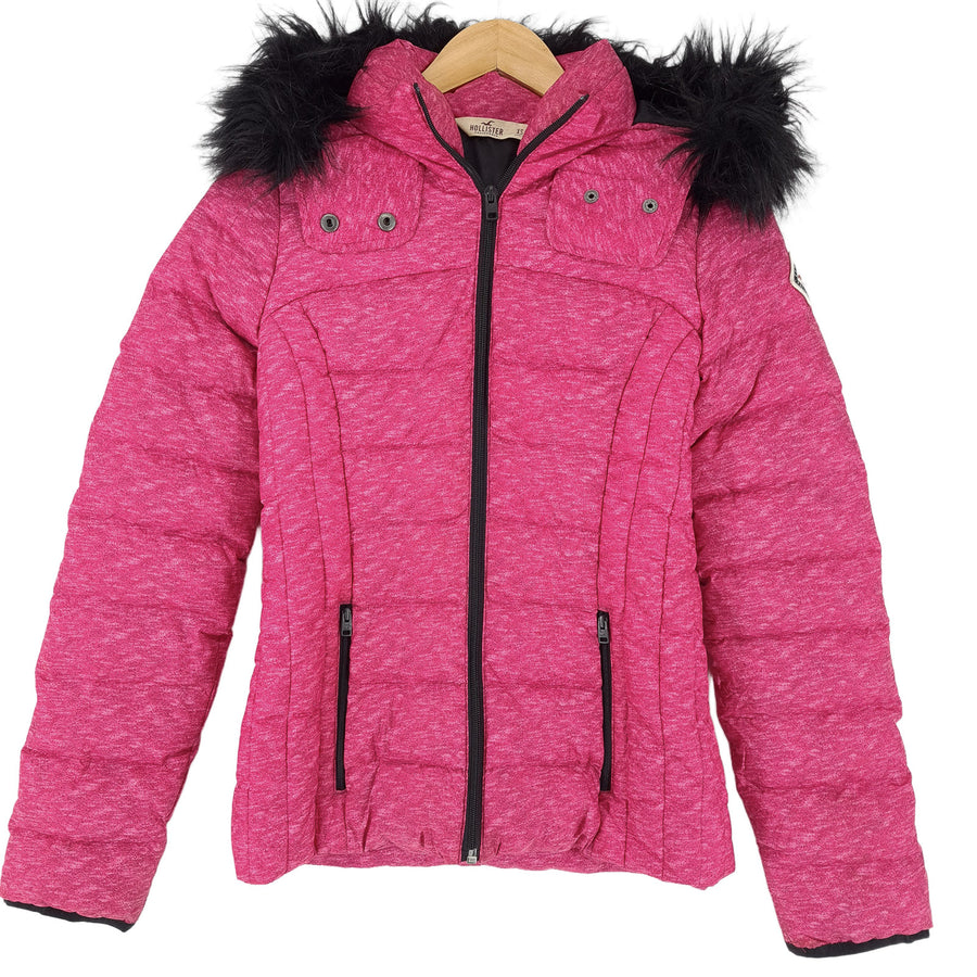 Hollister Vintage doudoune Pink à capuche Quilted Insulated Winter Femme taille XS