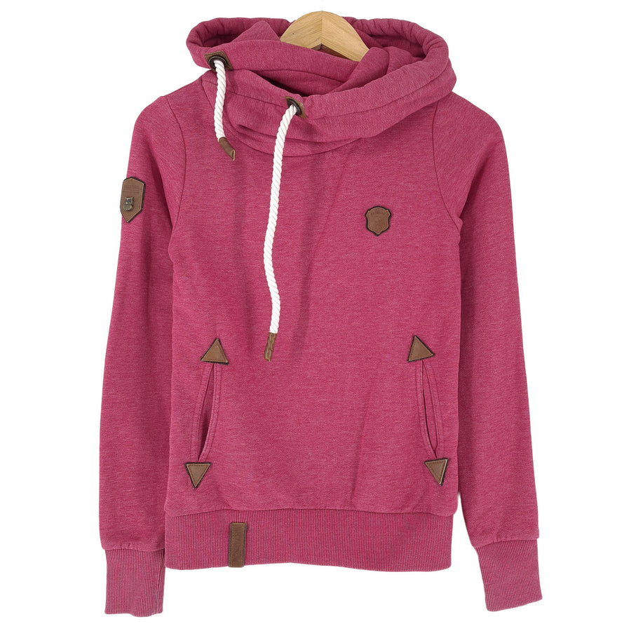 Naketano Vintage Femme Pullover sweat à capuche Pink coton coupe slim classique taille XS