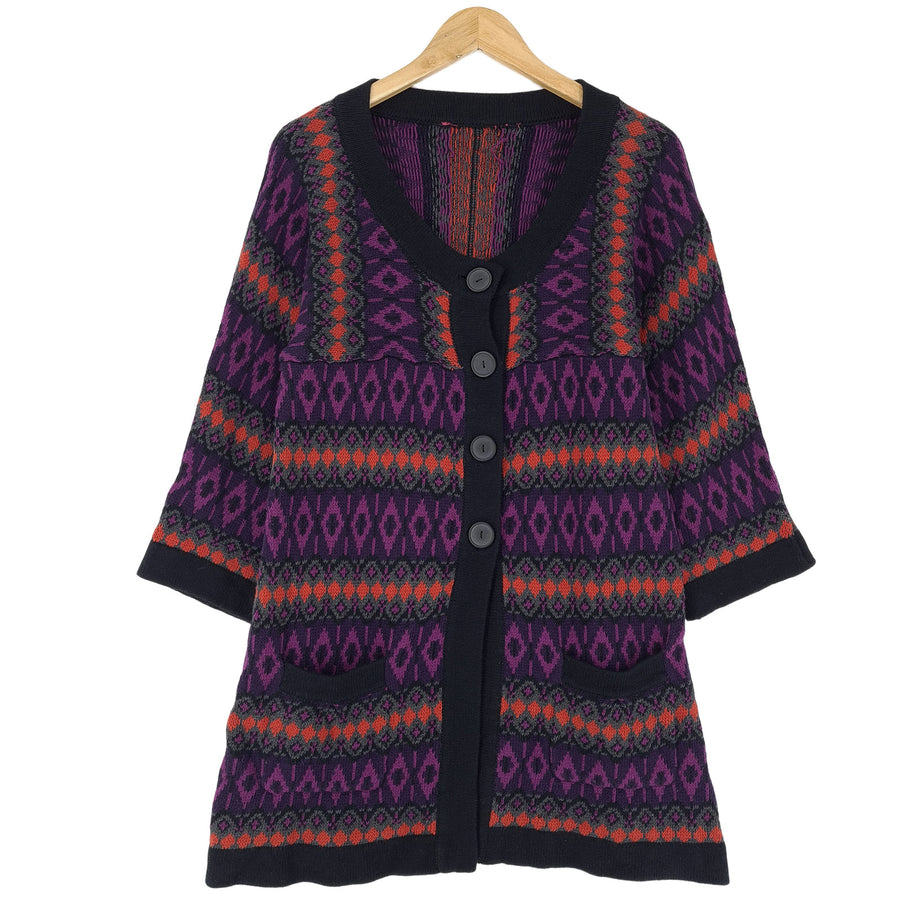 gilet Nordic Scandinavian motif Fair Isle Vintage Warm maille Femme taille S