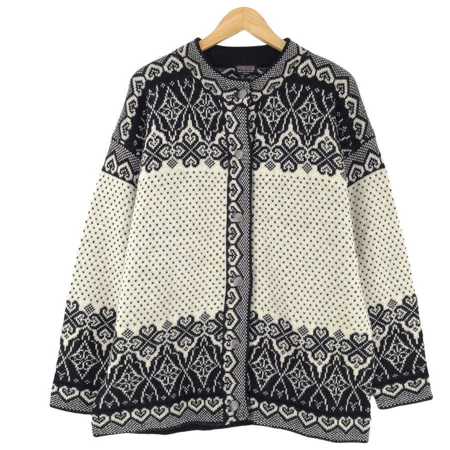 Vrikke kardigan Nordic Scandinavian wzór Fair Isle Vintage Warm Damskie rozmiar L