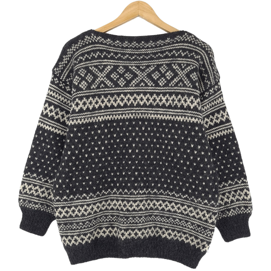 Nordic pull gris Scandinavian motif Fair Isle Vintage Warm maille Femme taille M