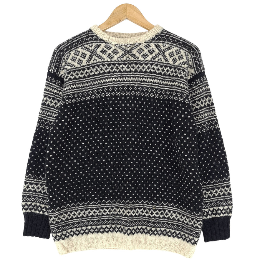 Nordic pull noir Scandinavian motif Fair Isle Vintage Warm maille Femme taille S