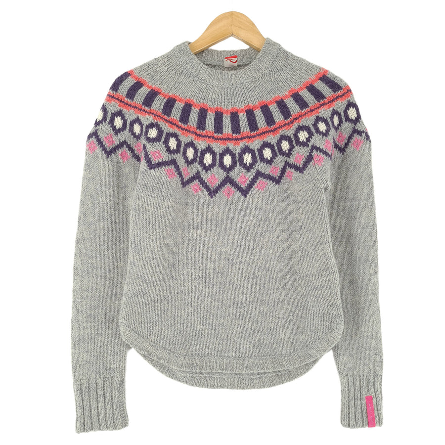Kari Traa Femme Nordic pull gris Scandinavian motif Fair Isle Vintage taille XS