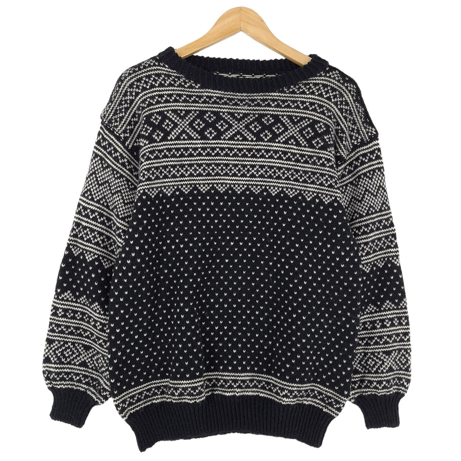 Nordic pull noir Scandinavian motif Fair Isle Vintage Warm maille Femme taille M
