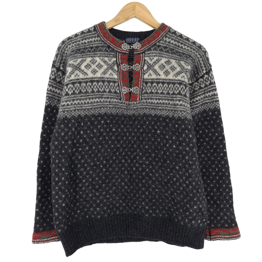 Bouviac Damen Nordic Pullover Scandinavian Fair-Isle-Muster Vintage Warm Größe M