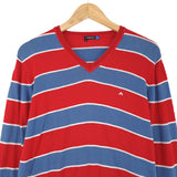 J.Lindeberg Vintage Mens Pullover Sweater Cotton Striped Classic Knit Size XL, back view, image 2 of 7