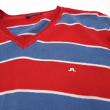 J.Lindeberg Vintage Mens Pullover Sweater Cotton Striped Classic Knit Size XL, detail view 3, image 5 of 7