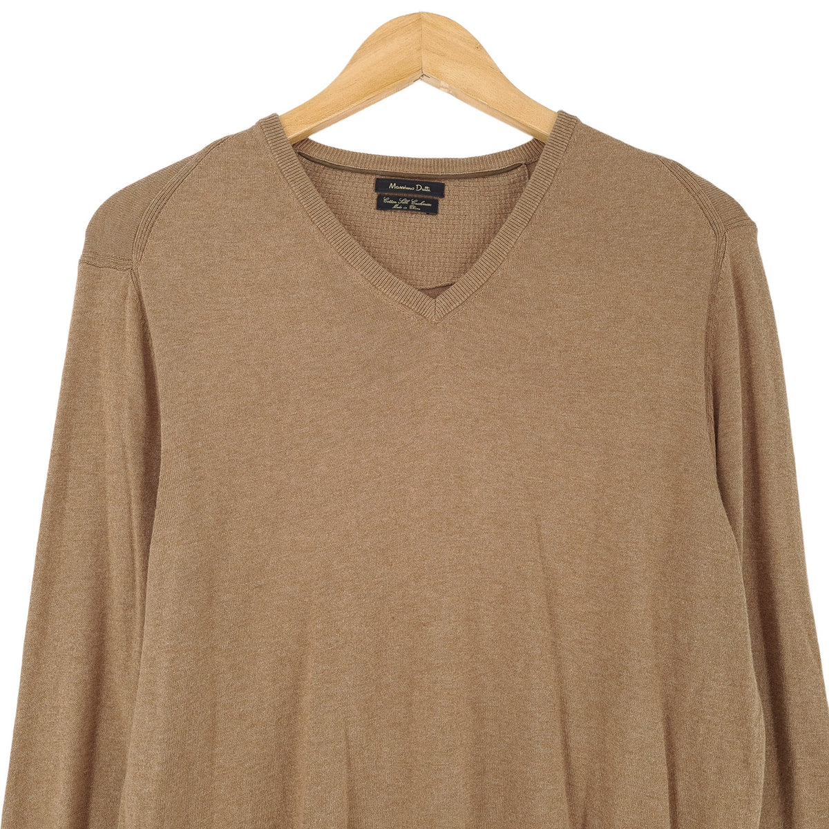 Massimo Dutti Vintage Mens Pullover Sweater Brown Classic Knit Size M, back view, image 2 of 8
