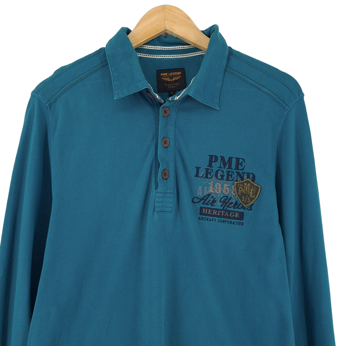 Pme Legend Vintage Mens Pullover Sweater Blue Cotton Classic Knit Knitwear Size L, back view, image 2 of 8