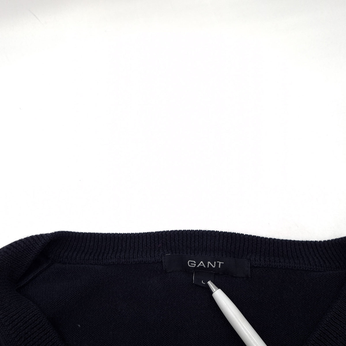 Gant Vintage Mens Pullover Sweater Blue Cotton Classic Knit Knitwear Jumper Size L, detail view 2, image 4 of 7