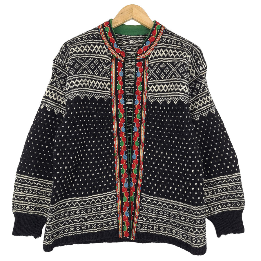gilet Nordic Scandinavian motif Fair Isle Vintage Warm maille Femme taille M