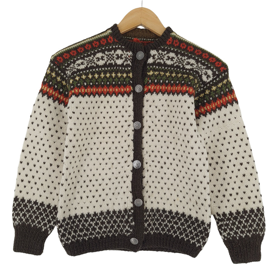gilet Nordic Scandinavian motif Fair Isle Vintage Warm maille Femme taille 2XS