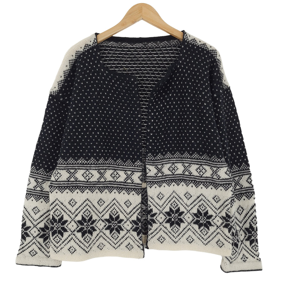 gilet Nordic Scandinavian motif Fair Isle Vintage Warm maille Femme taille XL